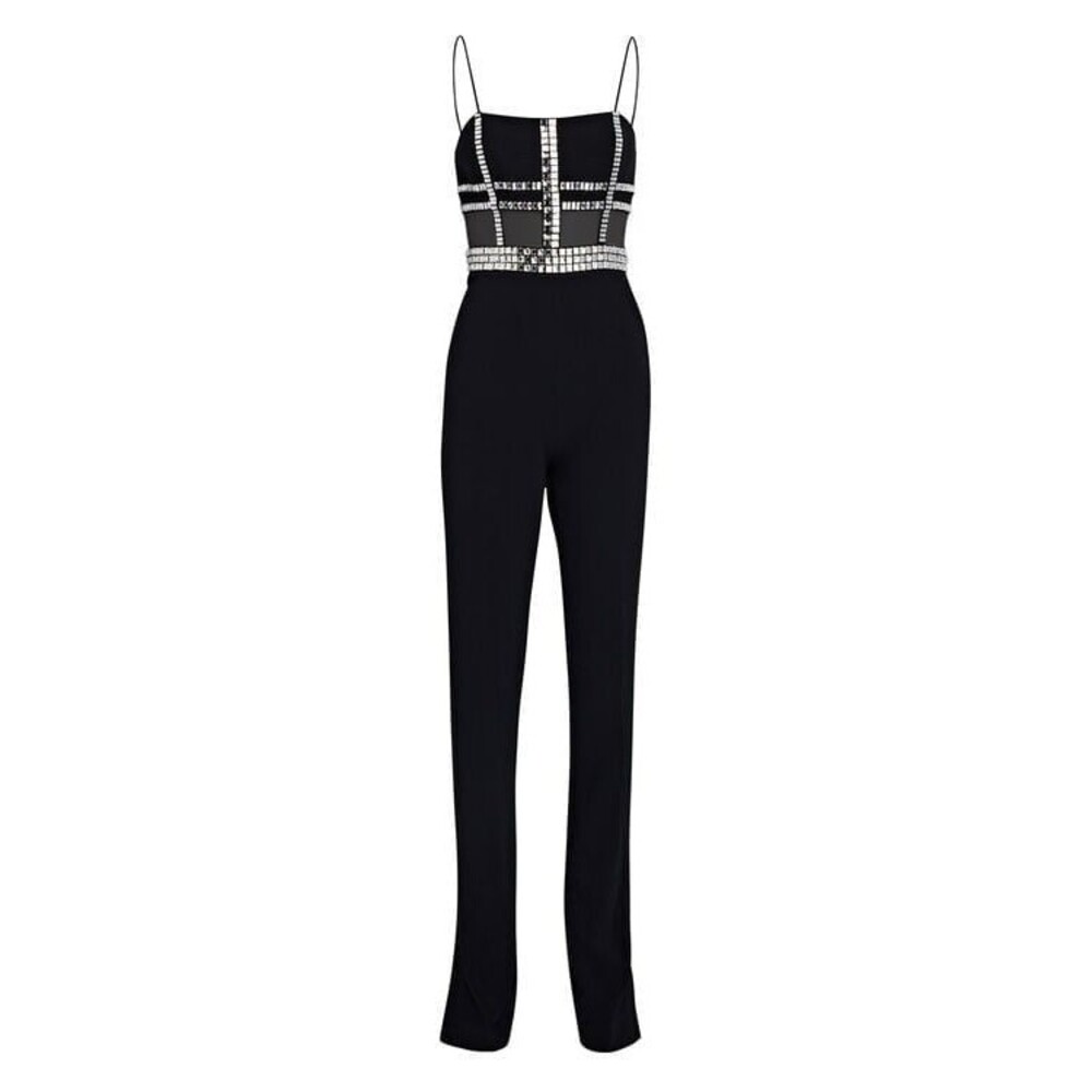 Cage Embellished Black Jumpsuit NWT S-L - Picture 4 of 5